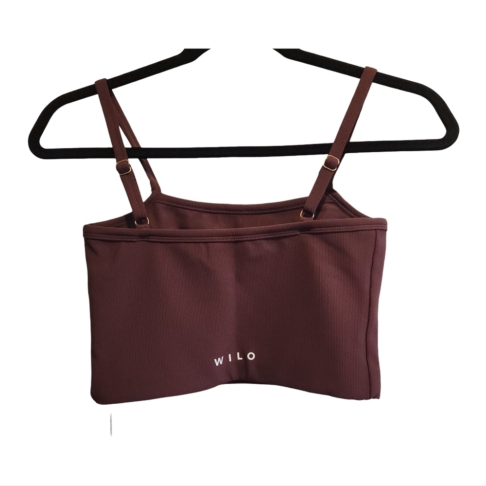 Wilo Chocolate Brown Ribbed Sports Bra Cropped Cami - Picture 2 of 3